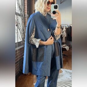 Buru Stylish Blue Cape Jacket nwt size small